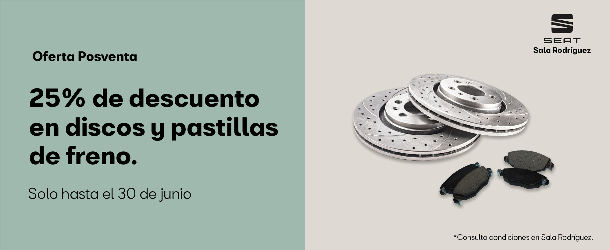 ¡25% de descuento en discos y pastillas de freno!